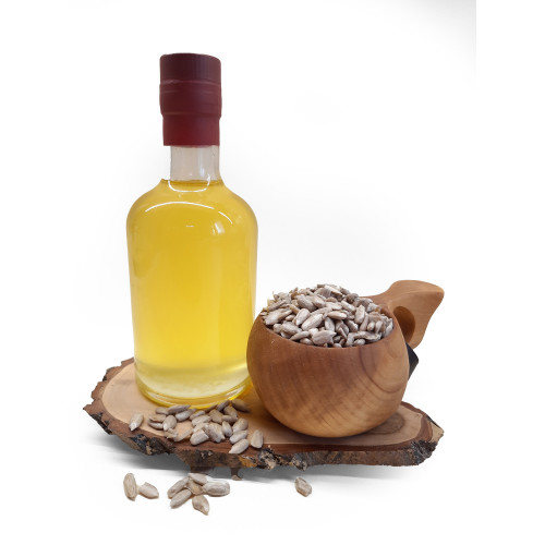 Sunflower oil from peeled kernel, raw pressed, wooden press